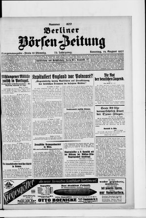 Berliner Börsen-Zeitung vom 14.08.1927