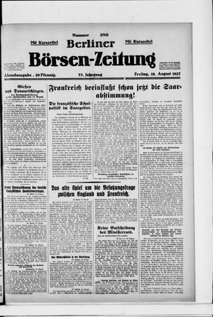 Berliner Börsen-Zeitung on Aug 19, 1927