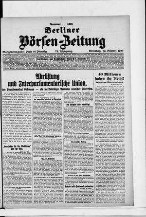 Berliner Börsen-Zeitung vom 30.08.1927