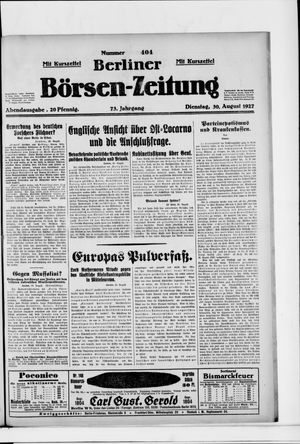 Berliner Börsen-Zeitung vom 30.08.1927