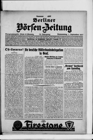 Berliner Börsen-Zeitung vom 01.09.1927