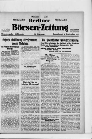 Berliner Börsen-Zeitung vom 03.09.1927