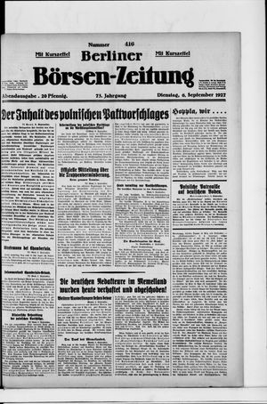 Berliner Börsen-Zeitung vom 06.09.1927