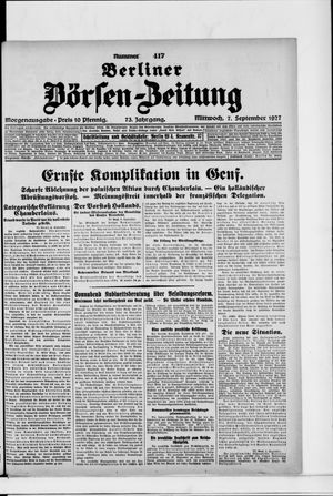 Berliner Börsen-Zeitung vom 07.09.1927