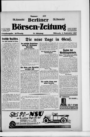 Berliner Börsen-Zeitung vom 07.09.1927