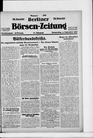 Berliner Börsen-Zeitung vom 08.09.1927