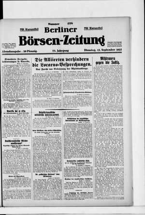 Berliner Börsen-Zeitung vom 13.09.1927