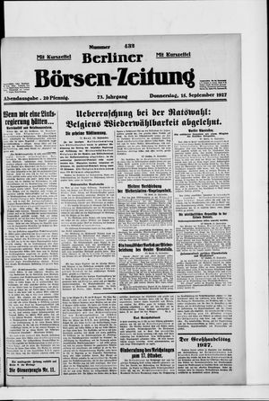 Berliner Börsen-Zeitung vom 15.09.1927