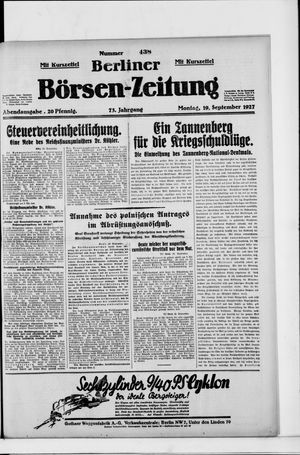 Berliner Börsen-Zeitung vom 19.09.1927