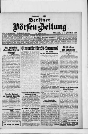 Berliner Börsen-Zeitung vom 21.09.1927
