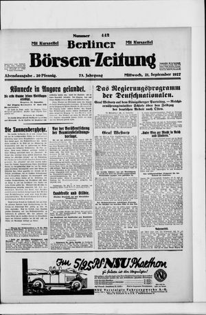 Berliner Börsen-Zeitung vom 21.09.1927