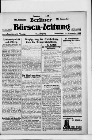 Berliner Börsen-Zeitung vom 22.09.1927