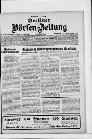 Berliner Börsen-Zeitung vom 25.09.1927