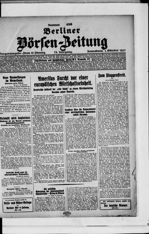 Berliner Börsen-Zeitung vom 01.10.1927
