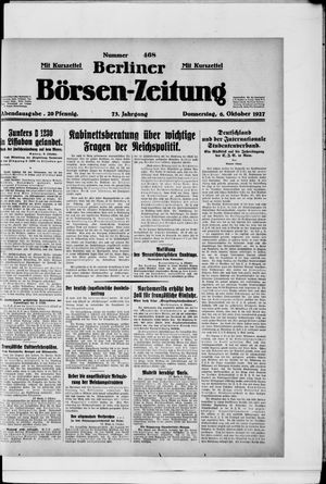 Berliner Börsen-Zeitung vom 06.10.1927