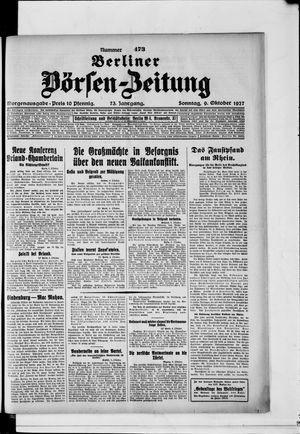 Berliner Börsen-Zeitung vom 09.10.1927