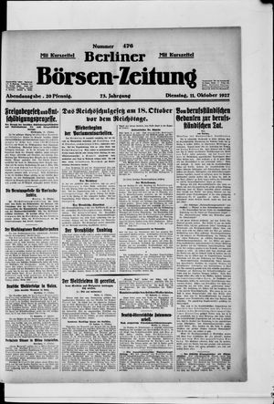 Berliner Börsen-Zeitung vom 11.10.1927