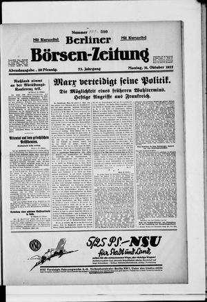Berliner Börsen-Zeitung vom 31.10.1927