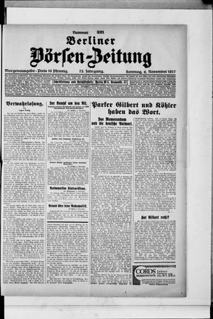 Berliner Börsen-Zeitung vom 06.11.1927