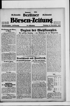 Berliner Börsen-Zeitung vom 14.11.1927