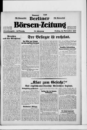 Berliner Börsen-Zeitung vom 18.11.1927