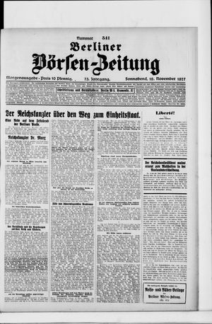 Berliner Börsen-Zeitung vom 19.11.1927