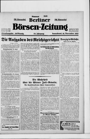 Berliner Börsen-Zeitung vom 19.11.1927