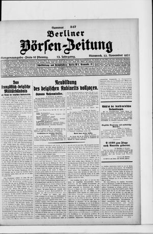 Berliner Börsen-Zeitung vom 23.11.1927