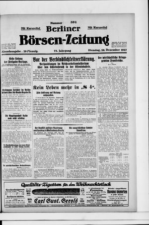 Berliner Börsen-Zeitung on Dec 20, 1927