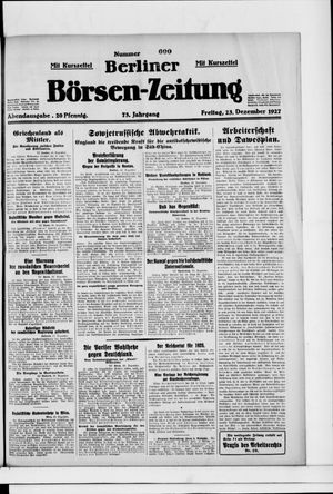 Berliner Börsen-Zeitung vom 23.12.1927