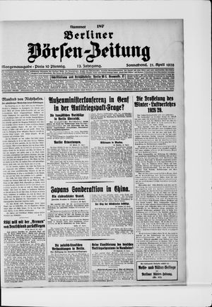 Berliner Börsen-Zeitung on Apr 21, 1928