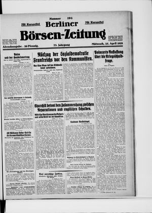 Berliner Börsen-Zeitung on Apr 25, 1928