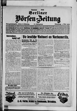 Berliner Börsen-Zeitung on May 1, 1928