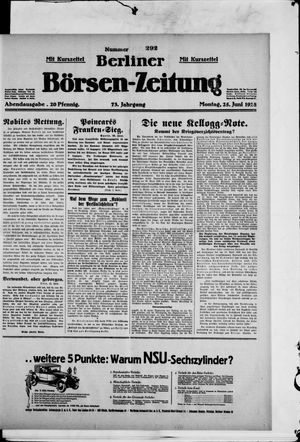 Berliner Börsen-Zeitung on Jun 25, 1928