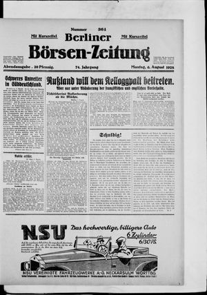 Berliner Börsen-Zeitung on Aug 6, 1928