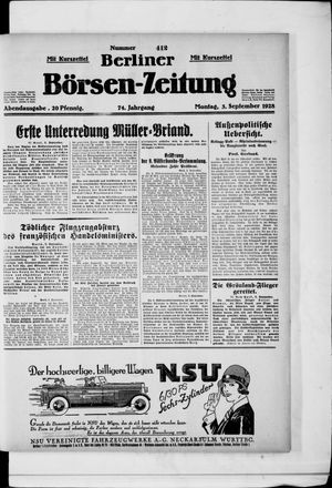 Berliner Börsen-Zeitung vom 03.09.1928