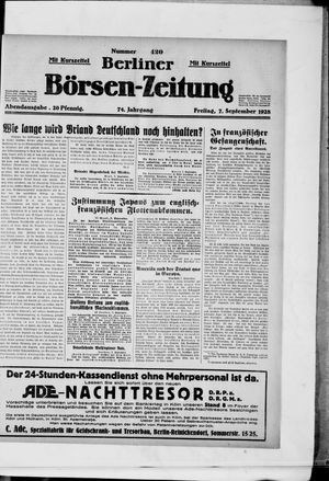 Berliner Börsen-Zeitung vom 07.09.1928