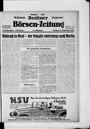Berliner Börsen-Zeitung on Sep 17, 1928