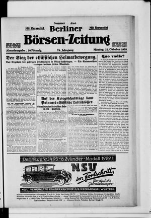 Berliner Börsen-Zeitung vom 22.10.1928