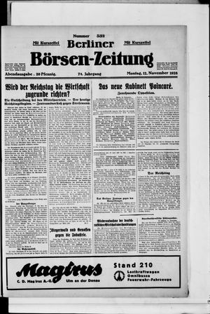 Berliner Börsen-Zeitung vom 12.11.1928