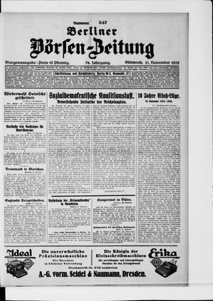 Berliner Börsen-Zeitung vom 21.11.1928