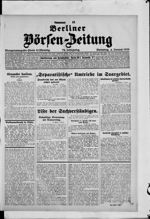 Berliner Börsen-Zeitung vom 08.01.1929