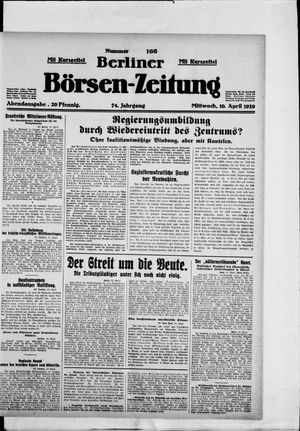 Berliner Börsen-Zeitung on Apr 10, 1929