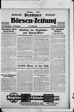 Berliner Börsen-Zeitung vom 27.05.1929