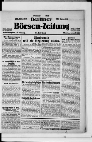 Berliner Börsen-Zeitung vom 03.06.1929