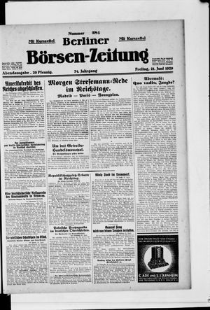 Berliner Börsen-Zeitung vom 21.06.1929