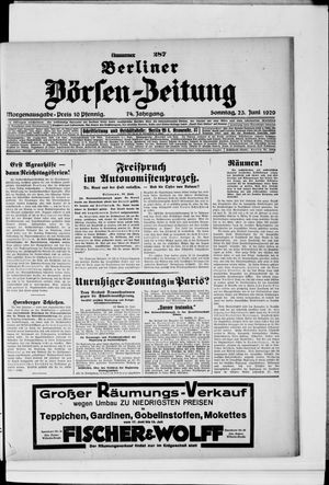 Berliner Börsen-Zeitung vom 23.06.1929