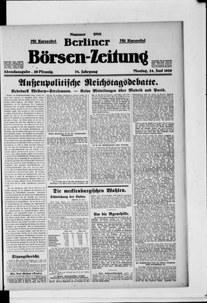Berliner Börsen-Zeitung vom 24.06.1929