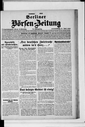 Berliner Börsen-Zeitung on Jun 27, 1929