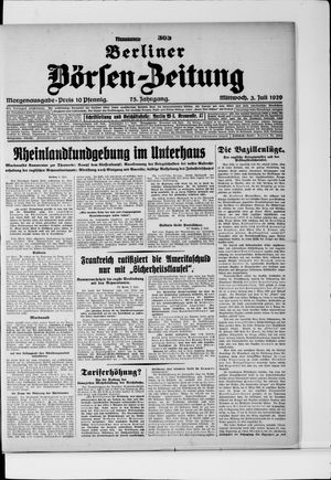 Berliner Börsen-Zeitung vom 03.07.1929
